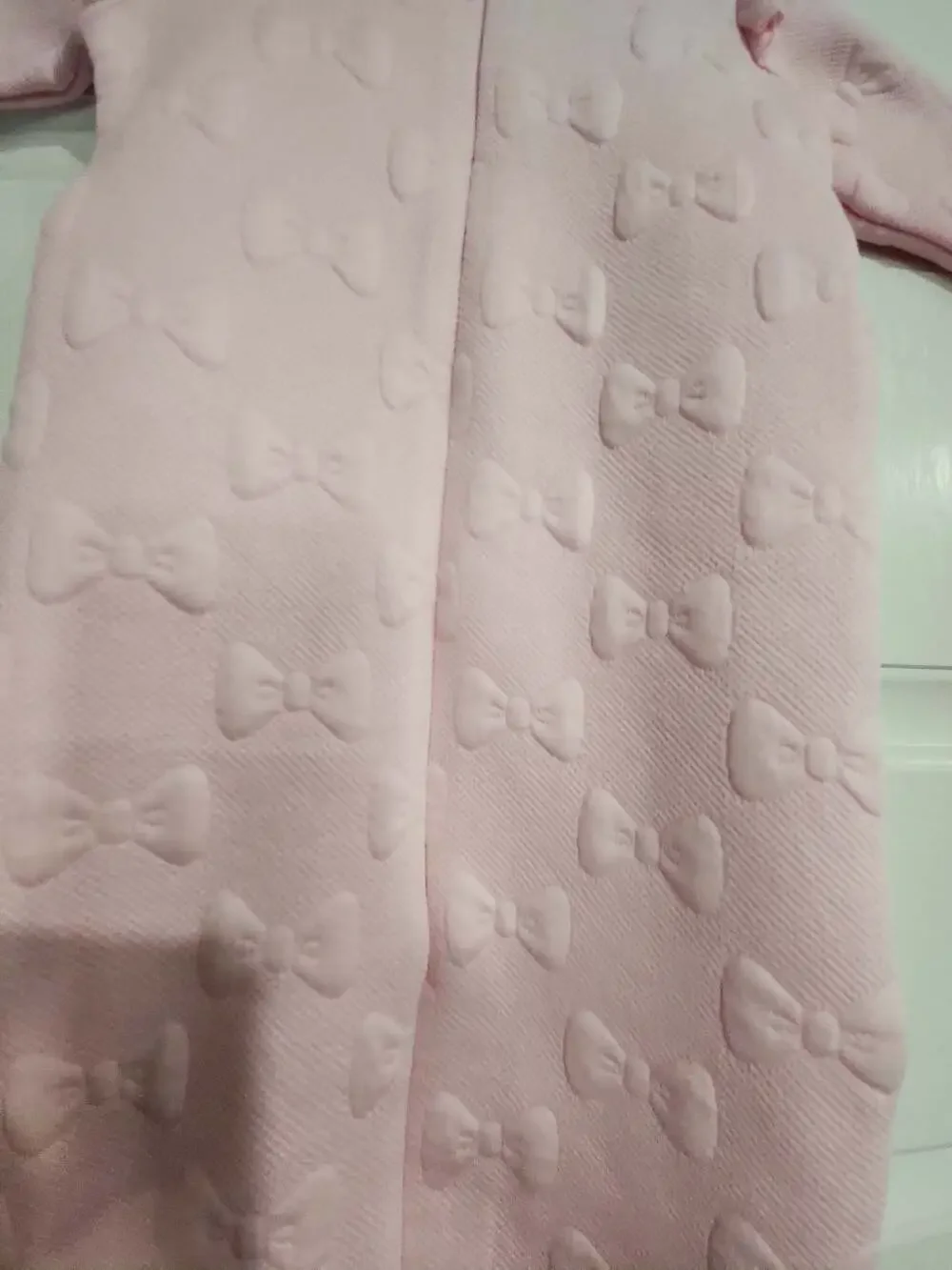 Mud Pie Baby Girl Pink Bow Embossed Sleep Gown 0-3 Months